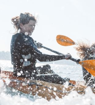 Young girls kayaking in Jersey