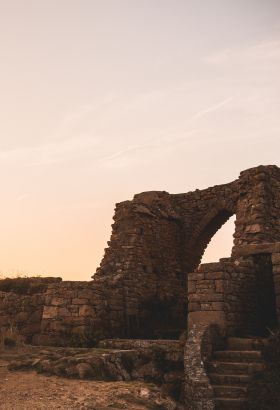Castle ruins at sunset