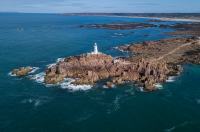 Aerial shot of La Corbiere Lighthouse, Jersey