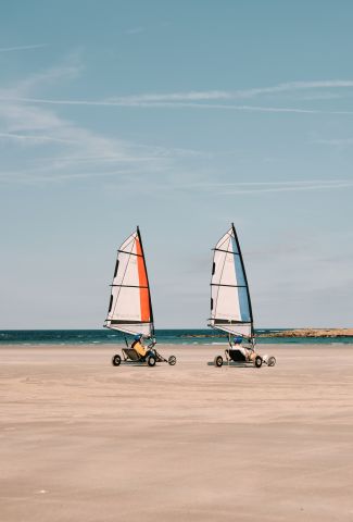 char à voile sur la plage de St Ouen