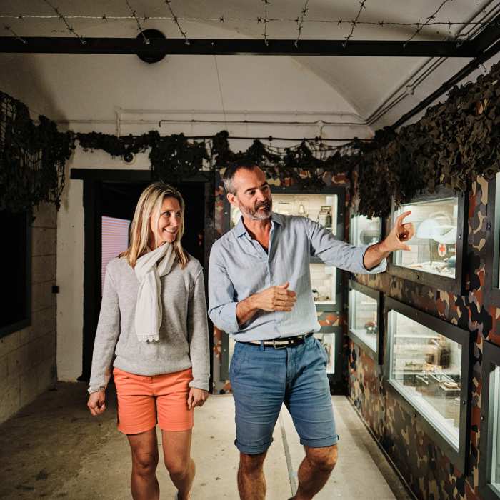 A couple visiting the Jersey War Tunnels