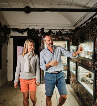 A couple visiting the Jersey War Tunnels