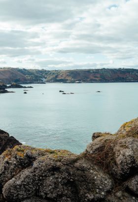 Walkers on north coast of Jersey