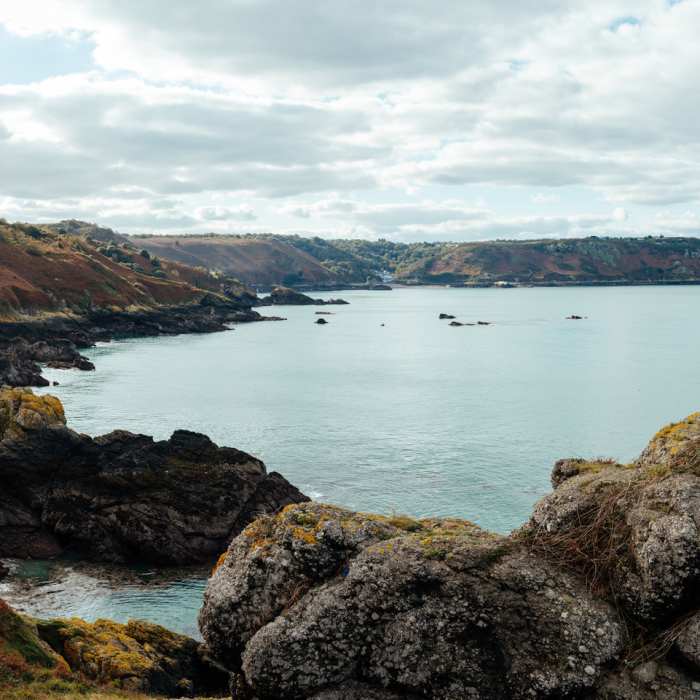 Walkers on north coast of Jersey