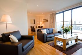 Lounge area of a town side deluxe apartment