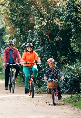 Family cycling on the Railway Walk