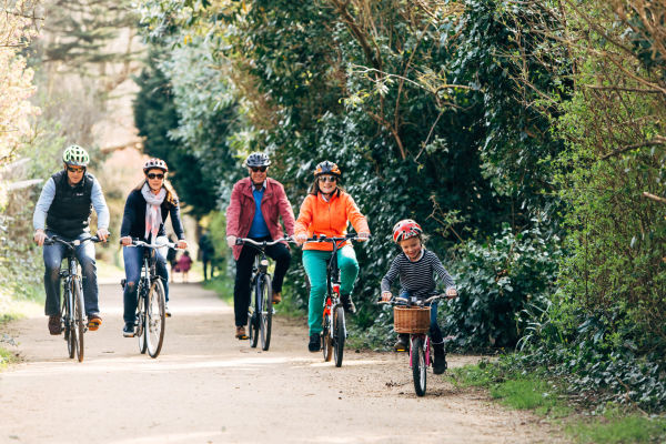 Family cycling on the Railway Walk