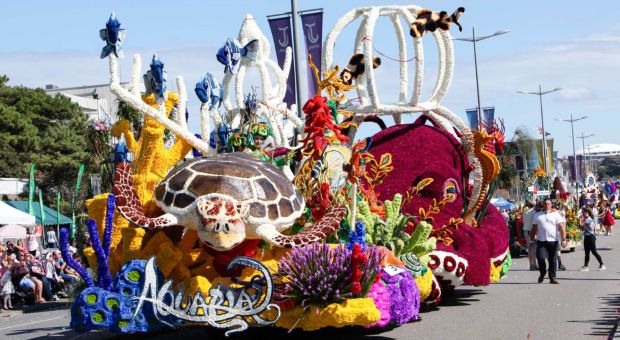 float from the battle of flowers
