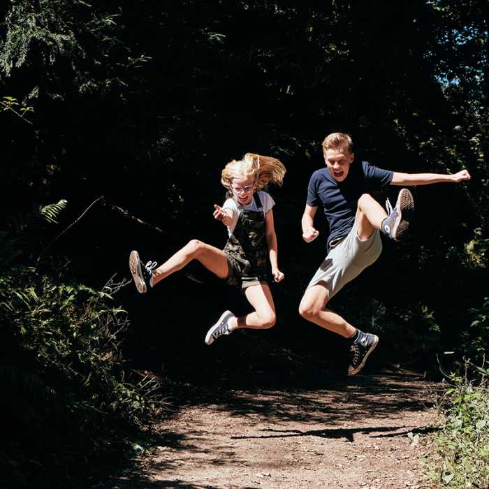 Children playing in the wood