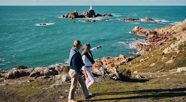 Walking past Corbiere Lighthouse