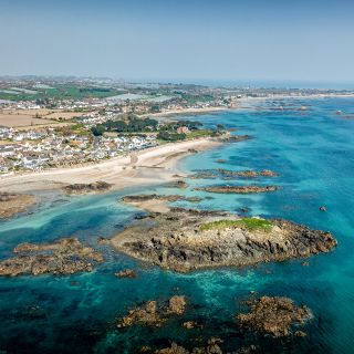 Aerial view of Green Island and Dolmen site