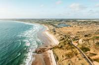 Aerial view of St. Ouen's Bay and the Sand Dunes, Jersey