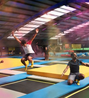 Kids jumping on trampolines at Jump Jersey