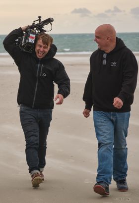 Bergerac actor Damien Molony walking on St. Ouen
