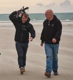 Bergerac actor Damien Molony walking on St. Ouen