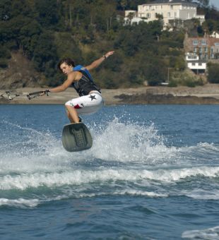 Man wakeboarding in St. Aubin