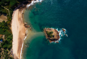 Portelet Bay showcasing its white sand beaches and clear blue water. Credit: James Bowden/Blue Marine Foundation